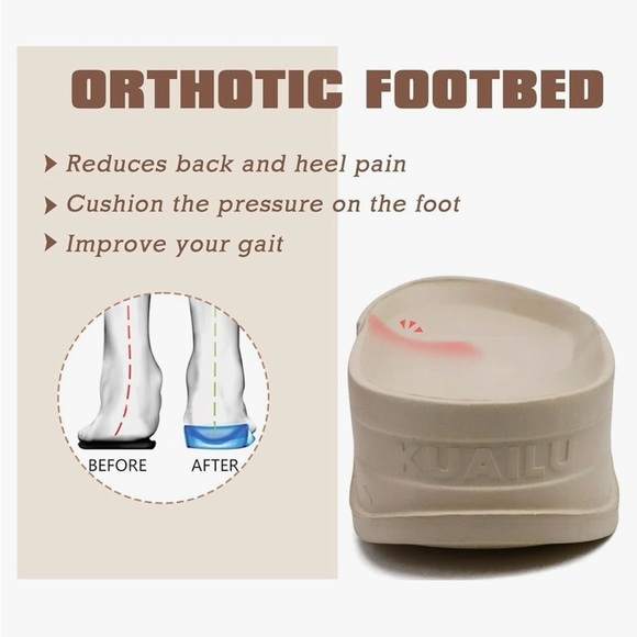 NWT Kuailu Women’s Beige Fuzzy Criss Cross Platform Slippers w/ Arch Support - 8 - Picture 7 of 9